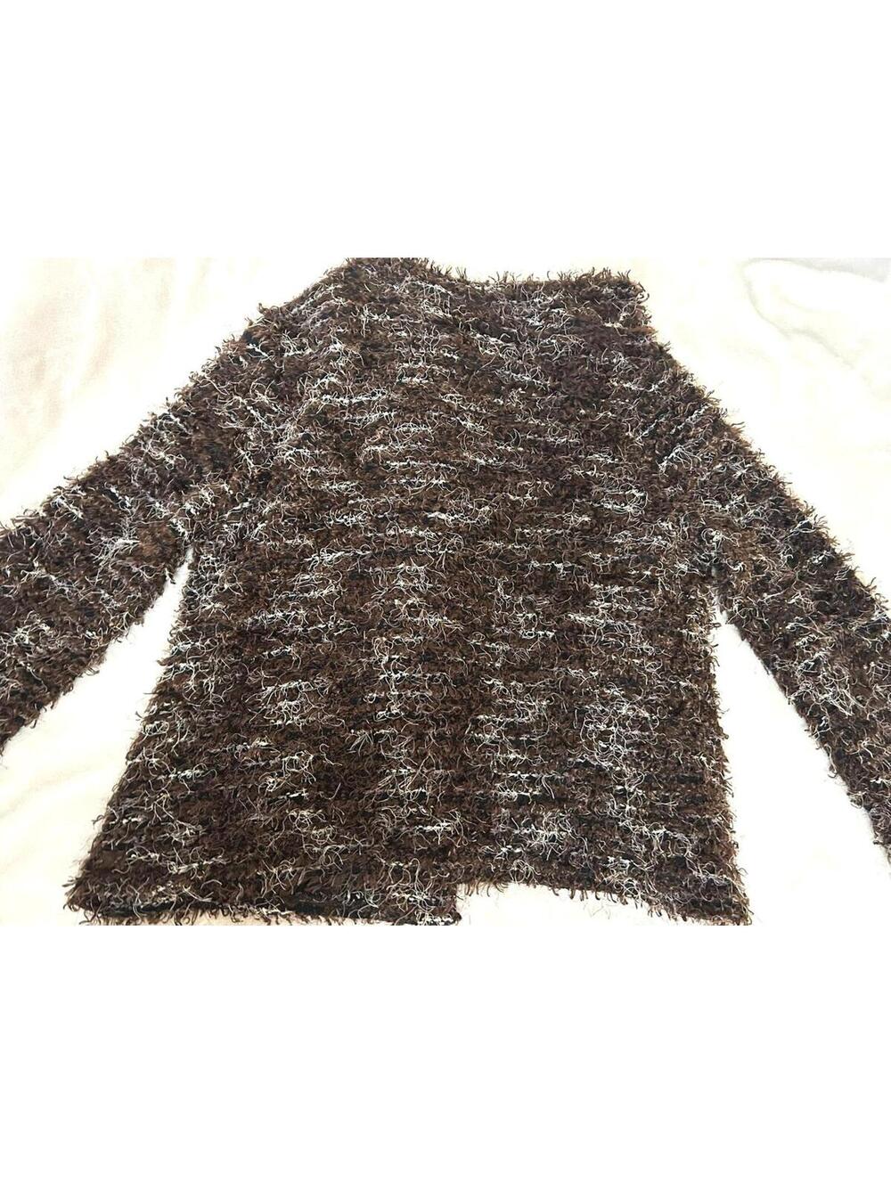 Fuzzy Popcorn Sweater Brown Cozycore Y2K Knit Size 16